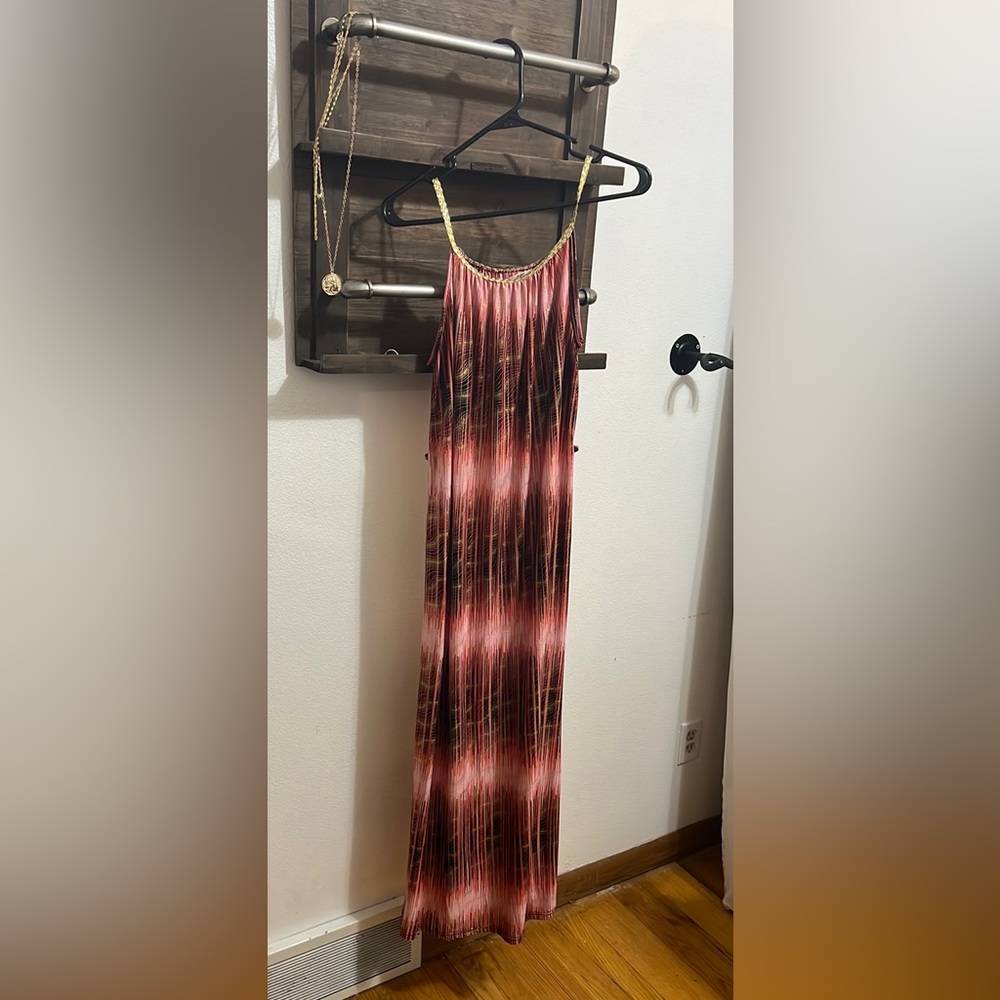 Pink fitted maxi dress